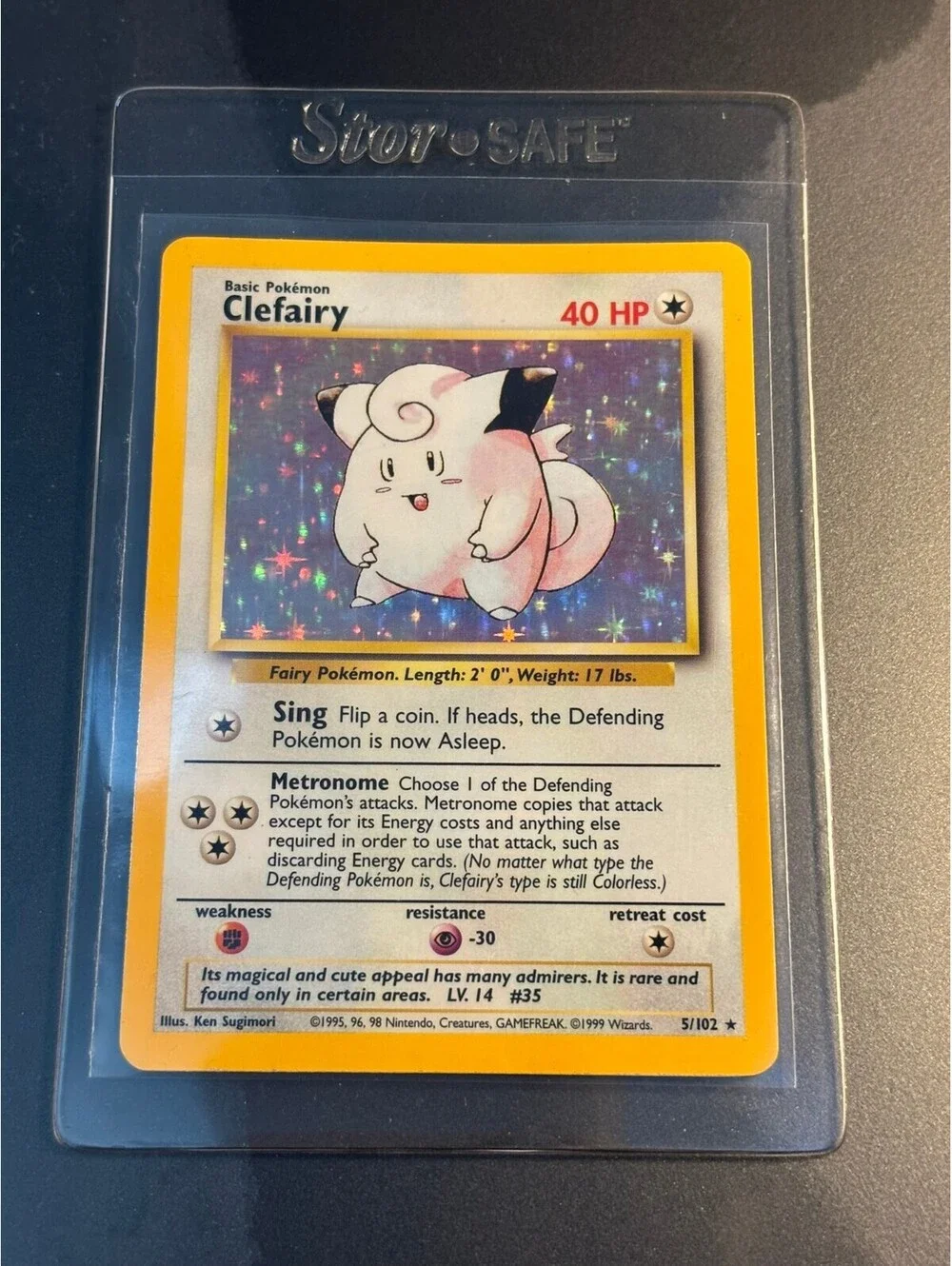 1999 Pokemon Clefairy 5/102 Base Set Unlimited Holo Rare HoloDex 6.8